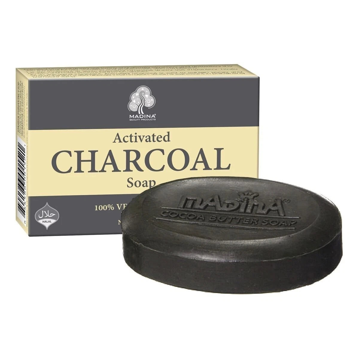 2 Pack - Madina Activated Charcoal Soap, 100 Vegetable Base. 3.5 oz