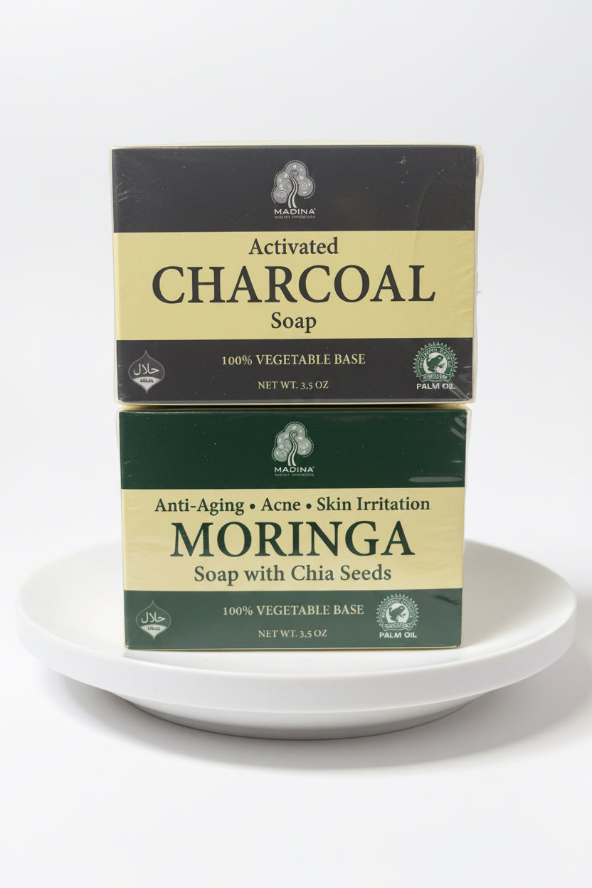 2 Pack - Madina Activated Charcoal Soap, 100 Vegetable Base. 3.5 oz