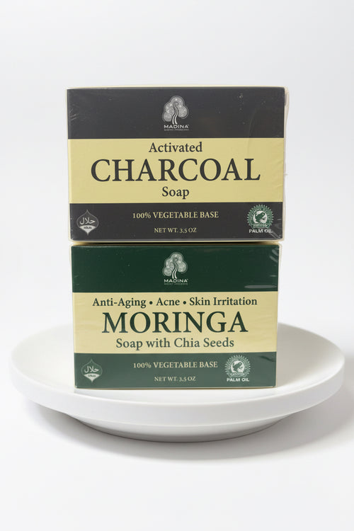 2 Pack - Madina Activated Charcoal Soap, 100 Vegetable Base. 3.5 oz