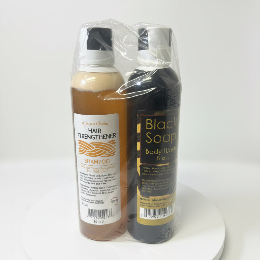 African Chebe shampoo & black soap body wash