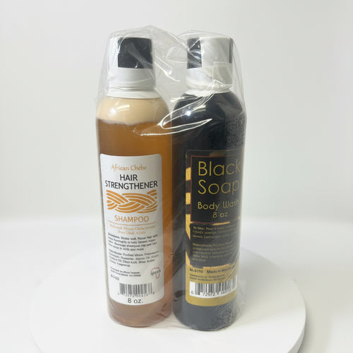 African Chebe shampoo & black soap body wash