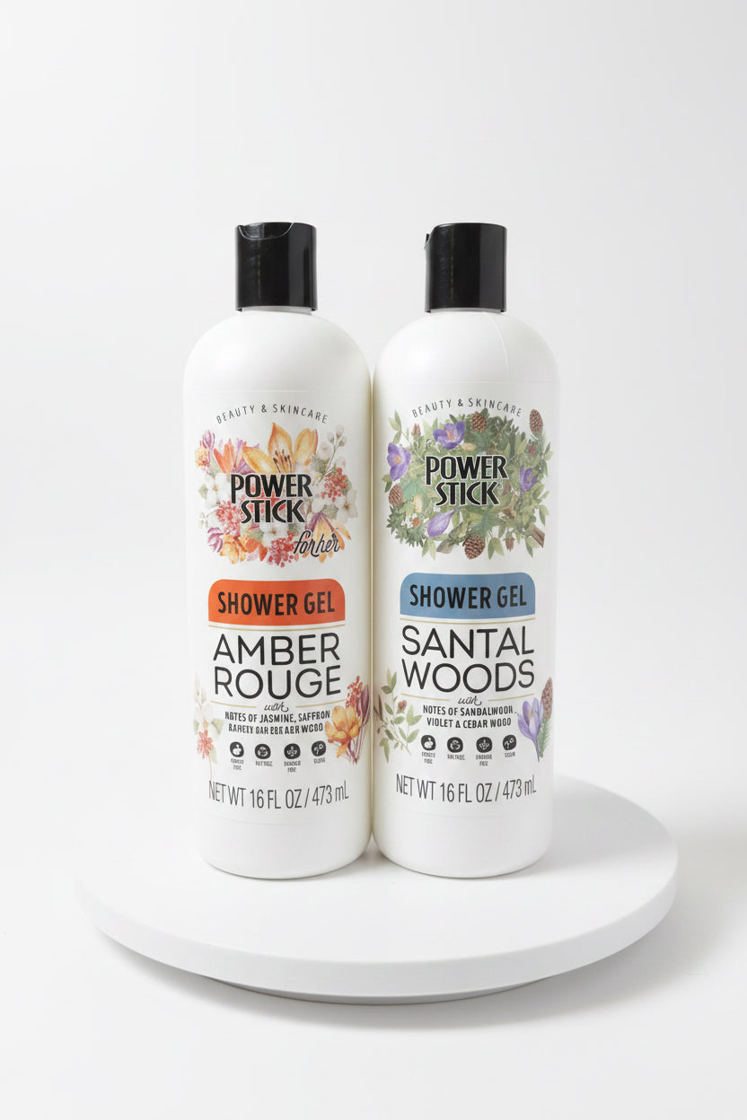 Pack 2 Power Stick shower gel santal woods and amber rouge