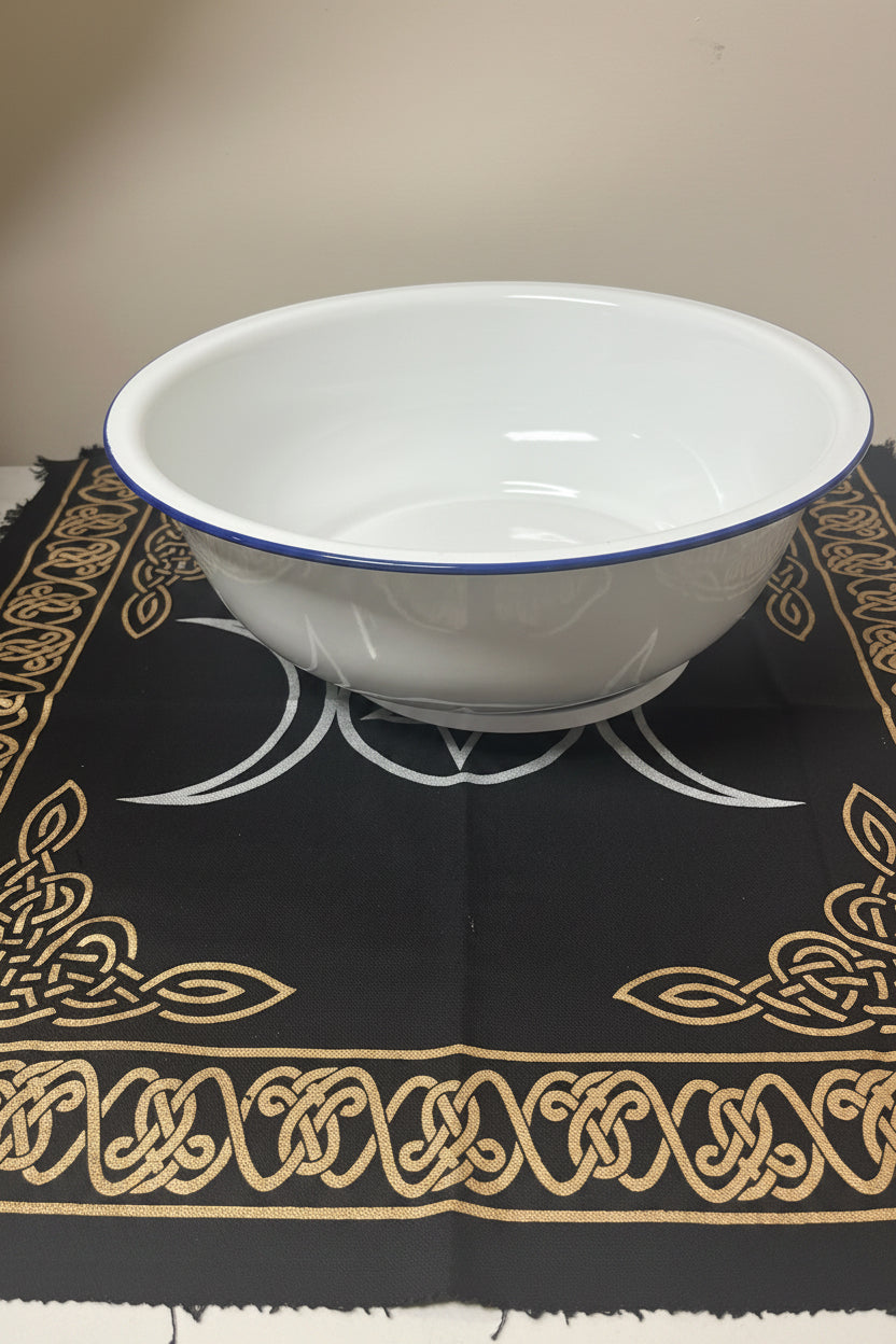 Large Vintage White Enamel Bowl