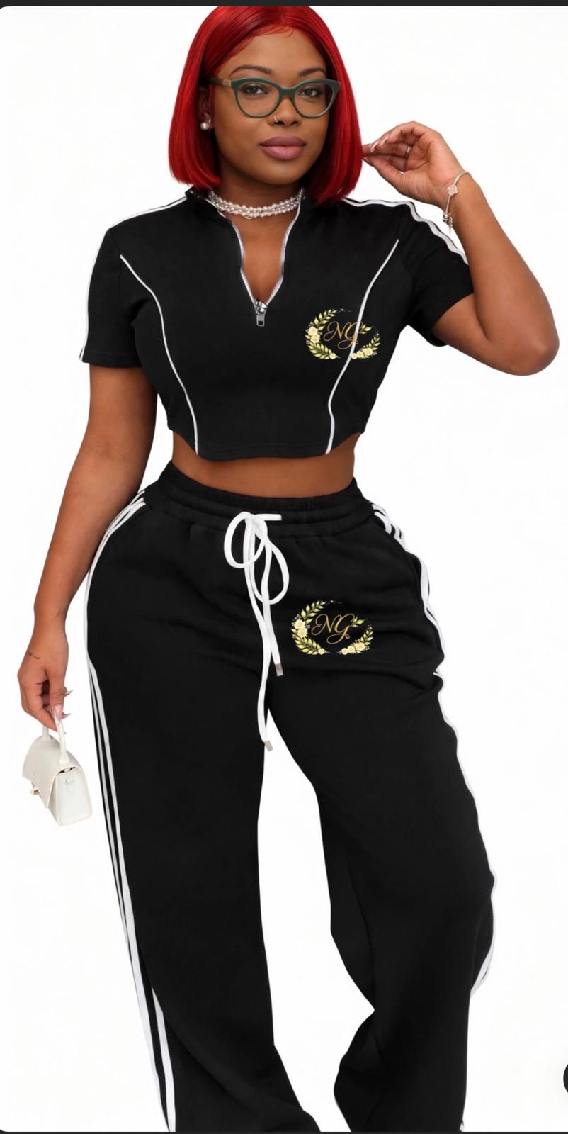 Short sleeved cropped sweat suit
