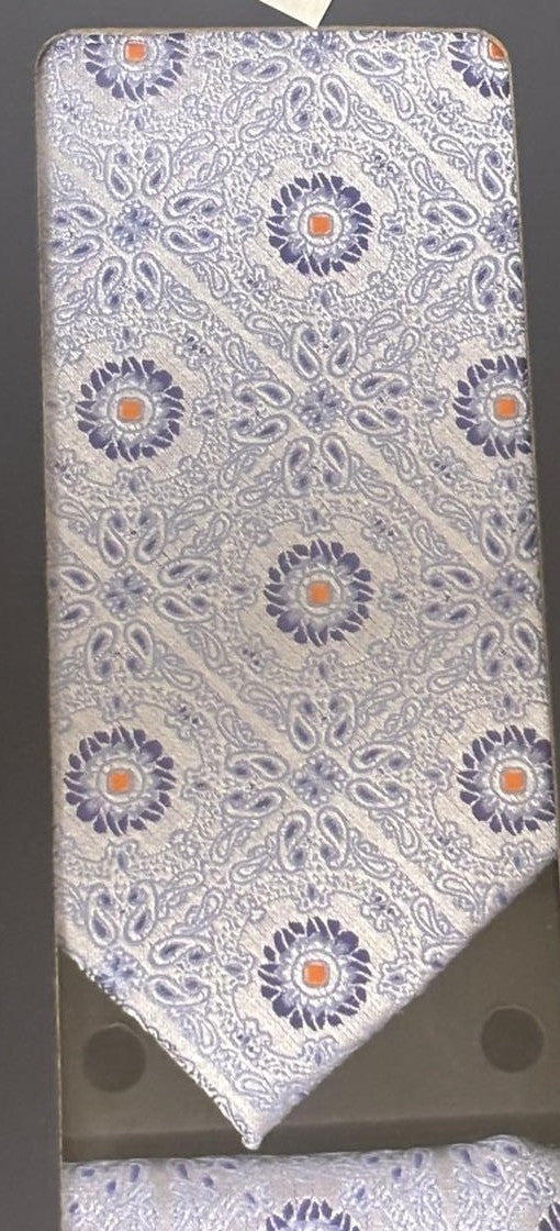 BriO Men's Tie Box Set – Lavender Silver Medallion