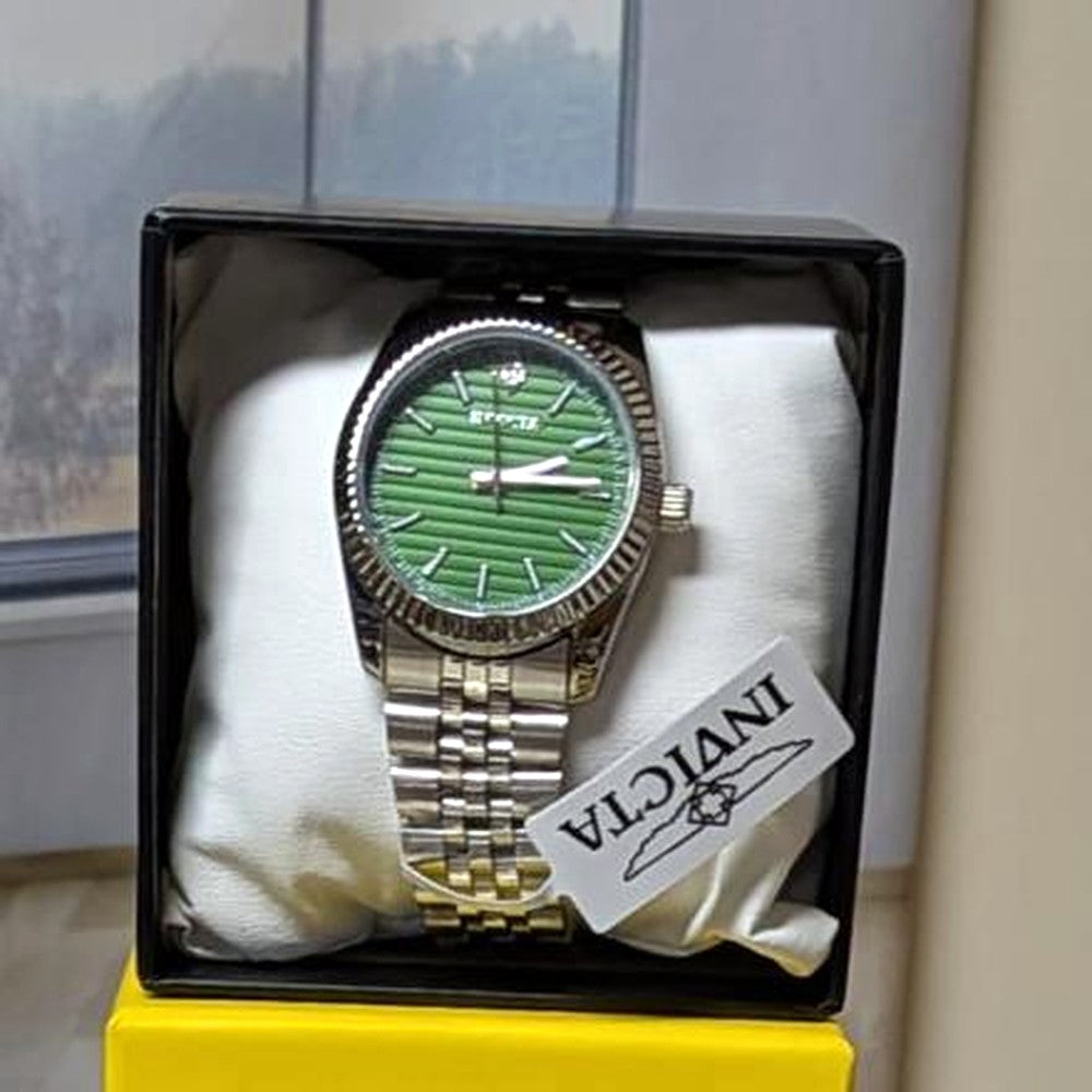 Invicta Unisex Watch – Silver and Pastel Green, Round Frame
