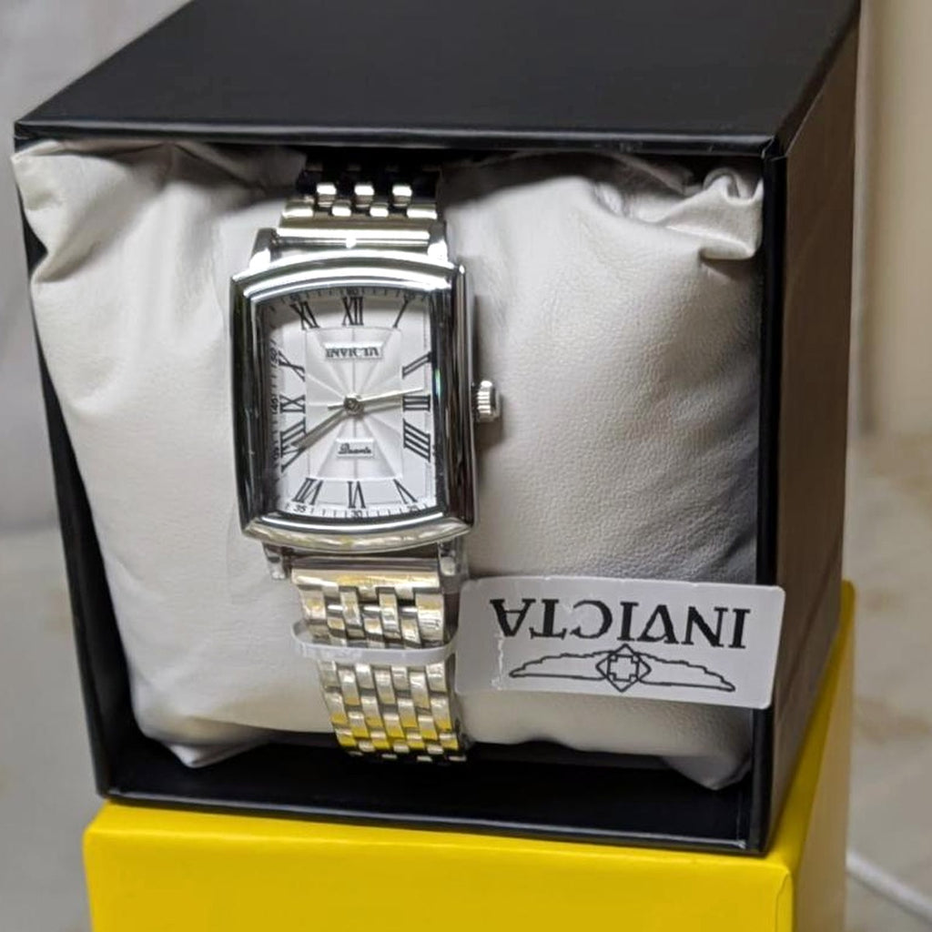 Invicta Unisex Watch – Silver and White, Square Frame