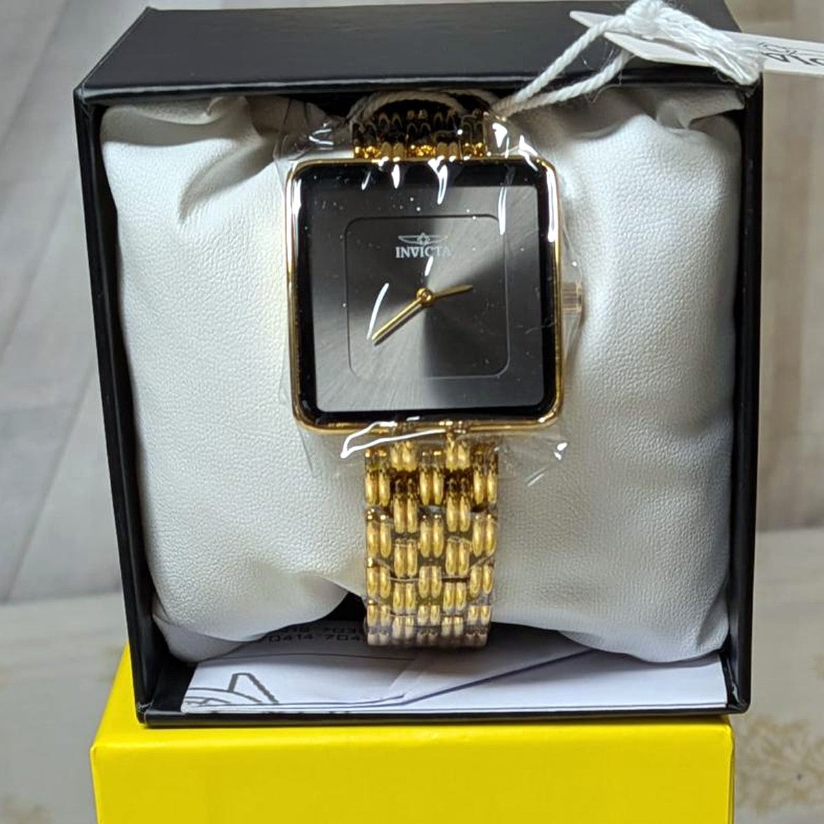 Invicta Unisex Watch – Gold and Black, Square Frame