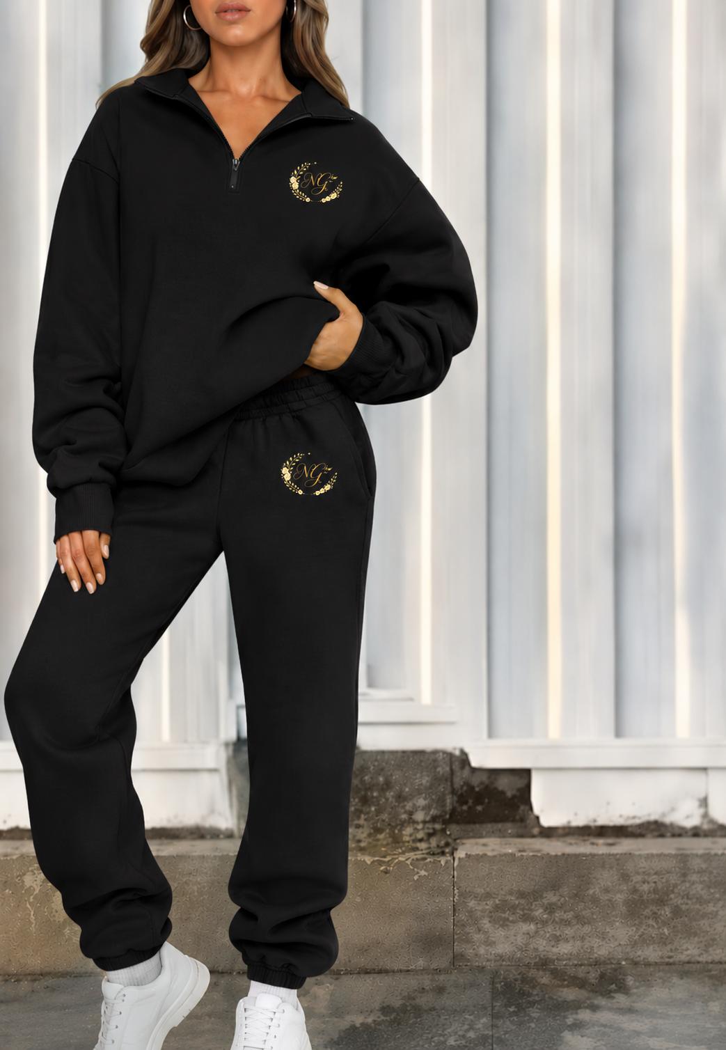 Zipped Turtle Neck Sweatsuit