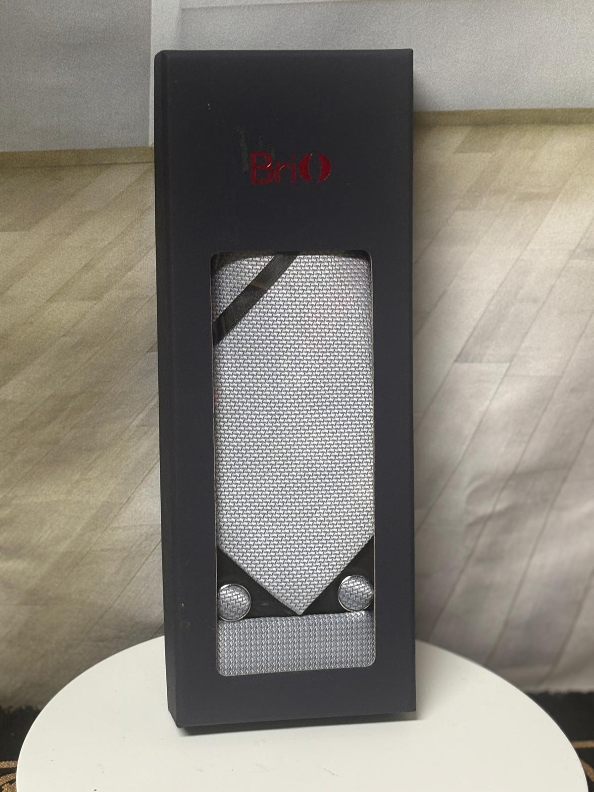 BriO Men's Formal Tie Box Set - Tie, Pocket Square & Cufflinks - Wedding, Business, Prom*