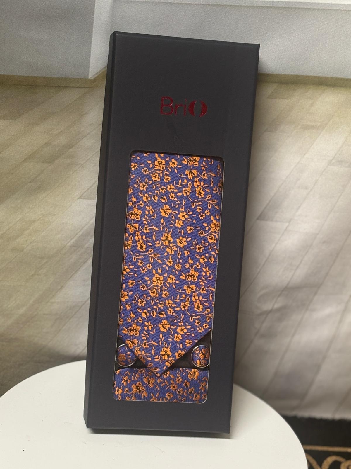 BriO Men's Formal Tie Box Set - Tie, Pocket Square & Cufflinks - Wedding, Business, Prom*