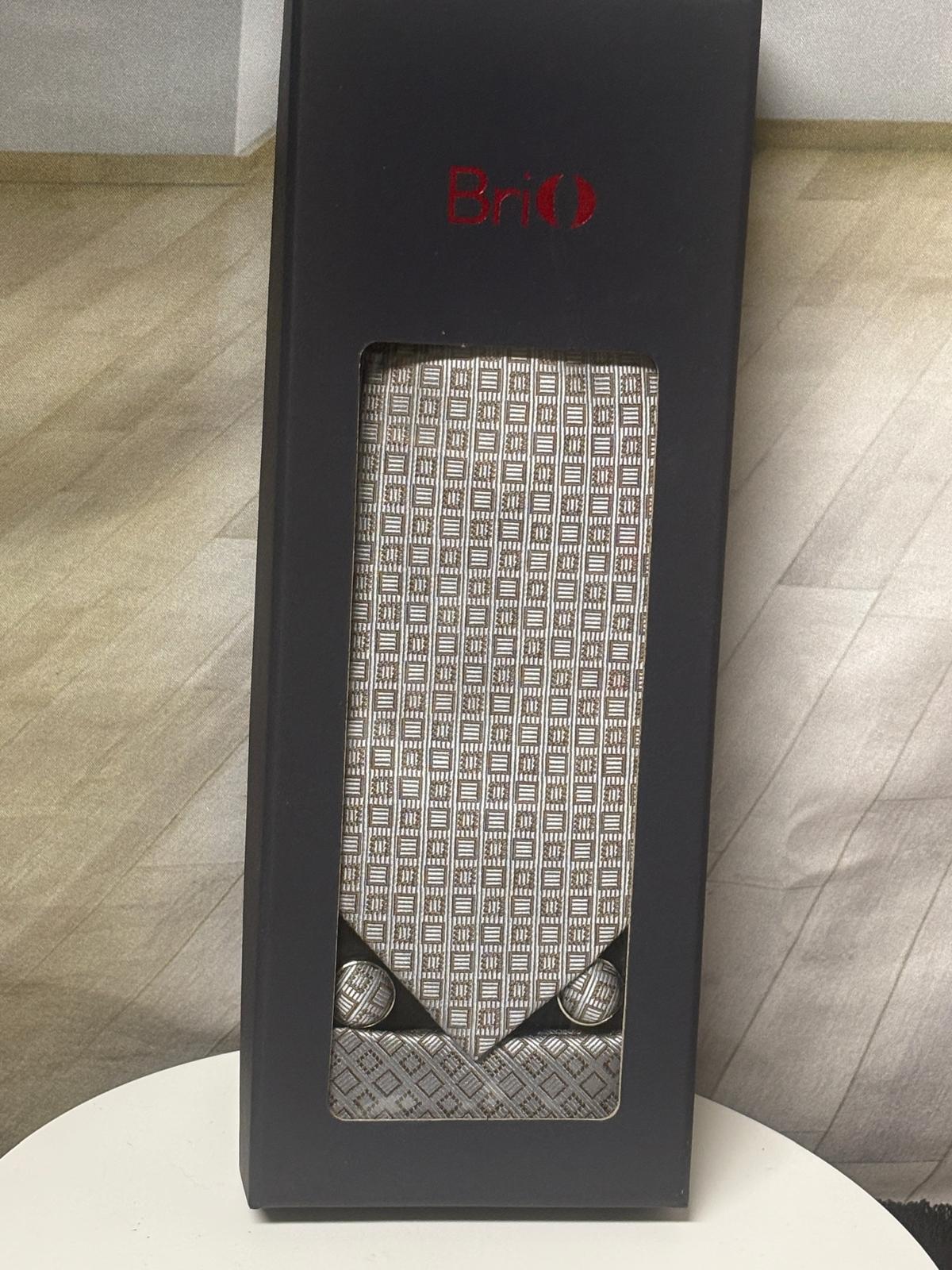 BriO Men's Formal Tie Box Set - Tie, Pocket Square & Cufflinks - Wedding, Business, Prom*