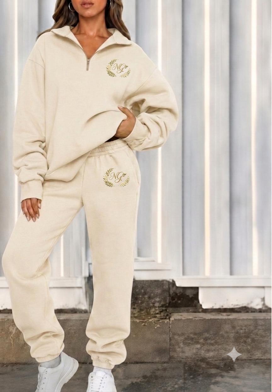 Zipped Turtle Neck Sweatsuit