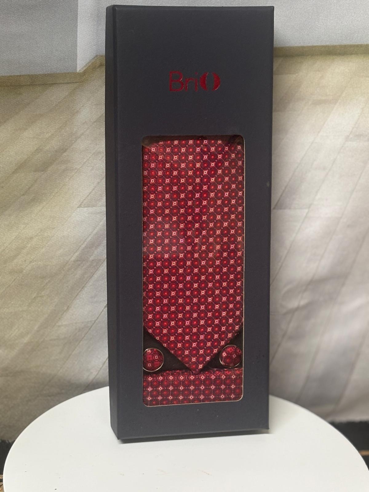 BriO Men's Formal Tie Box Set - Tie, Pocket Square & Cufflinks - Wedding, Business, Prom*
