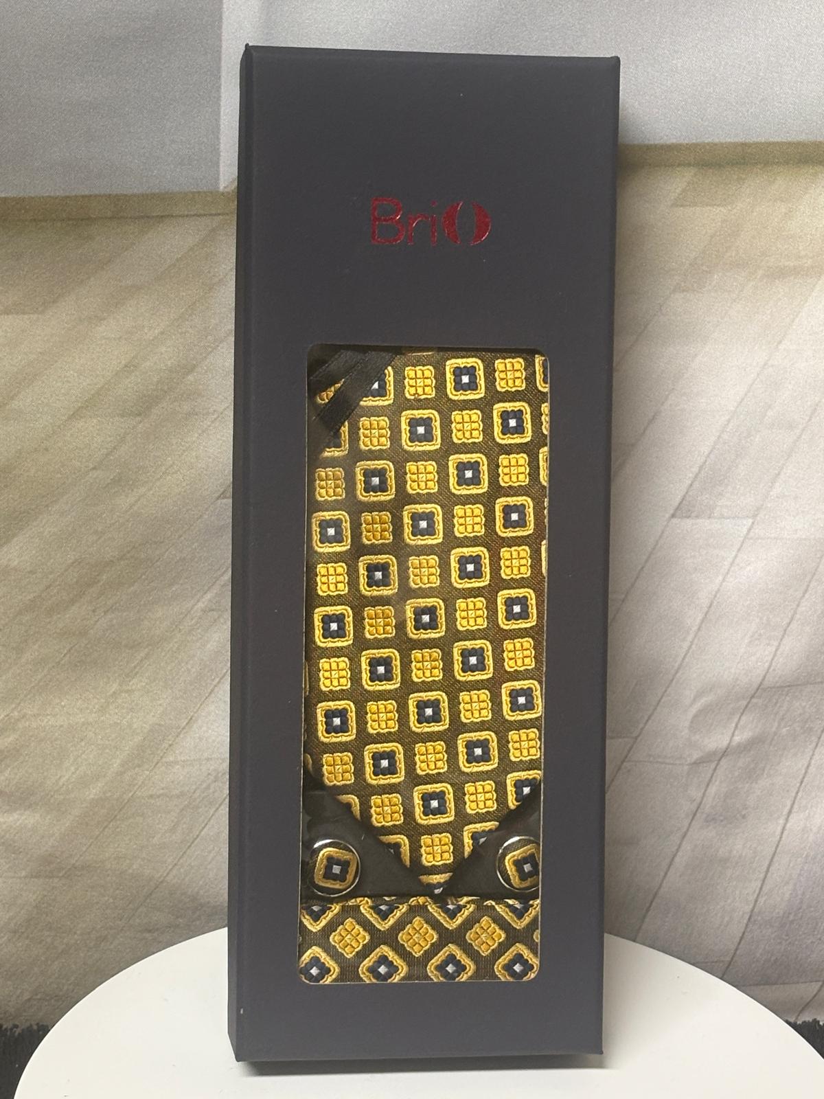 BriO Men's Formal Tie Box Set - Tie, Pocket Square & Cufflinks - Wedding, Business, Prom*