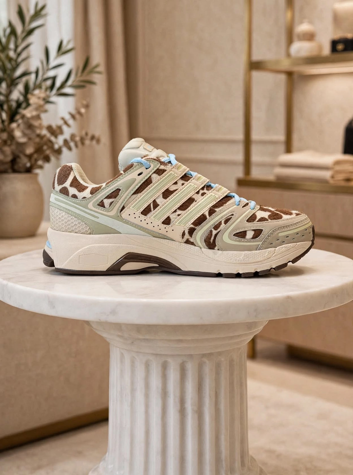 ADIDAS Adistar Cushion 3 - Cow / Giraffe Print + Blue Laces*
Beige brown animal print - Rare and trending