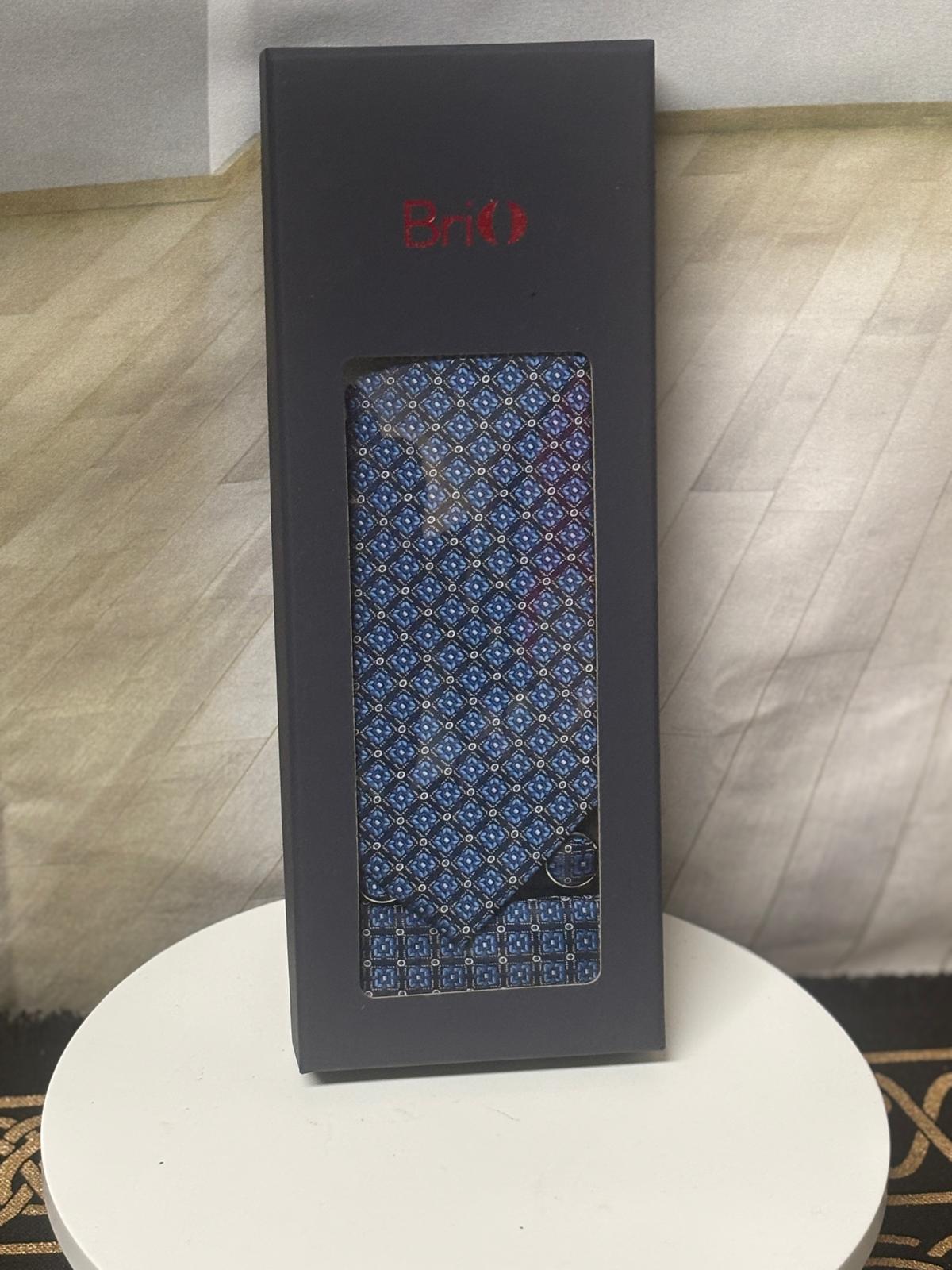 BriO Men's Formal Tie Box Set - Tie, Pocket Square & Cufflinks - Wedding, Business, Prom*