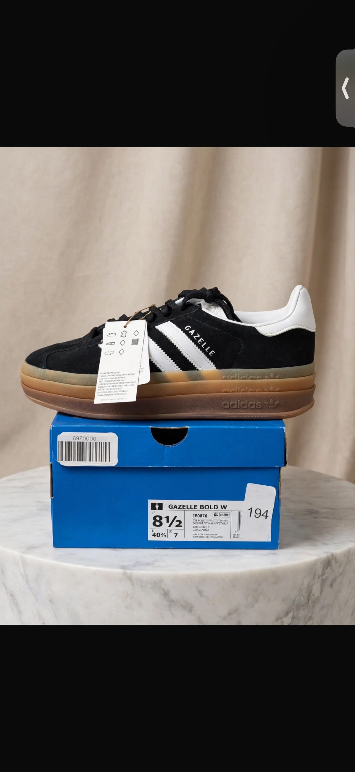 ADIDAS Gazelle Bold W - Black / White / Gum