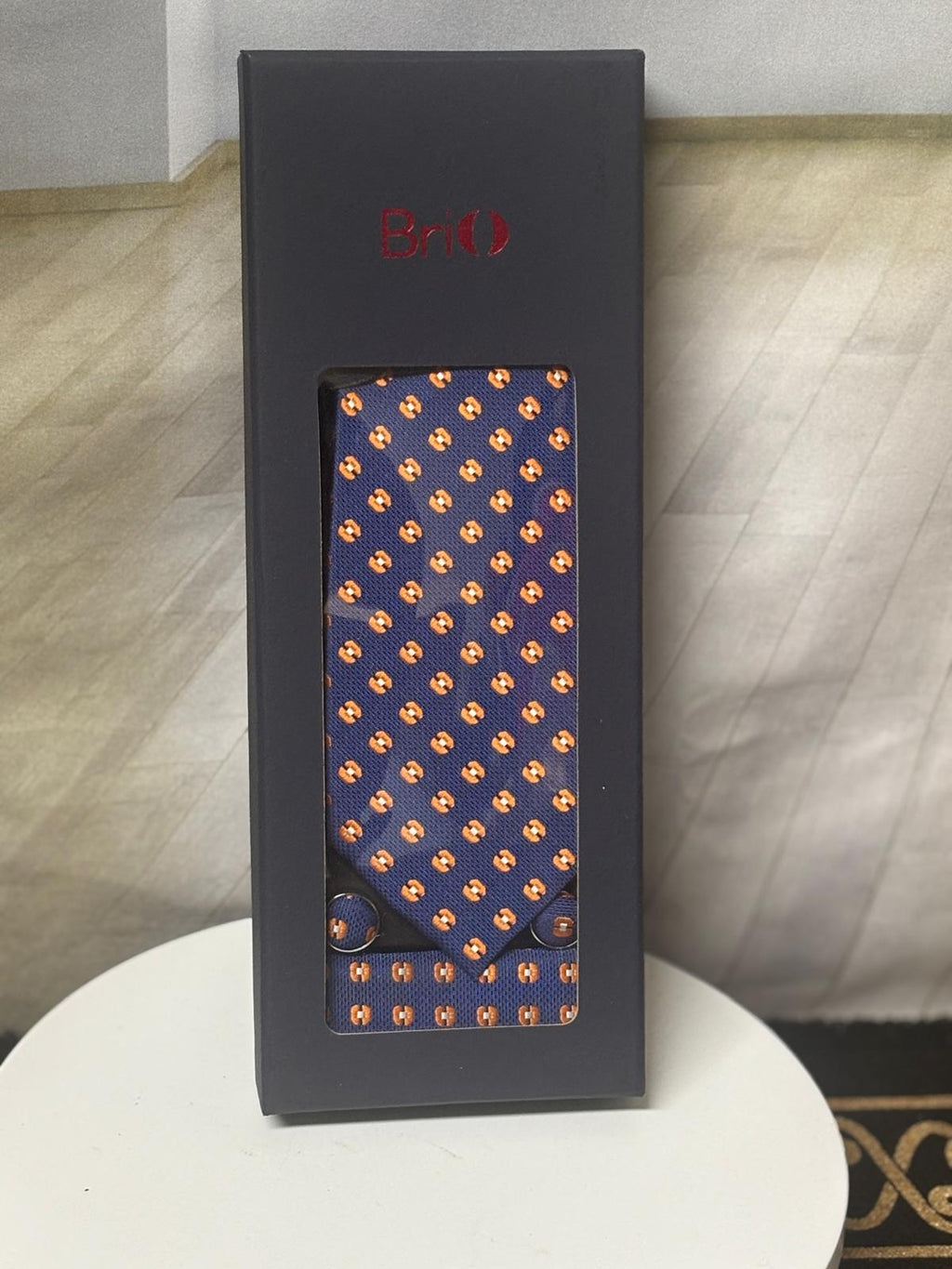 BriO Men's Formal Tie Box Set - Tie, Pocket Square & Cufflinks - Wedding, Business, Prom*
